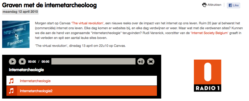 Radio1- internetarcheoloog
